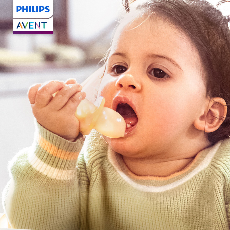 Baby Food Eating - PHILIPS AVENT シリカゲル補完食スプーン新生児食べることを学ぶトレインソフトスプーン子供用食器滑り止め