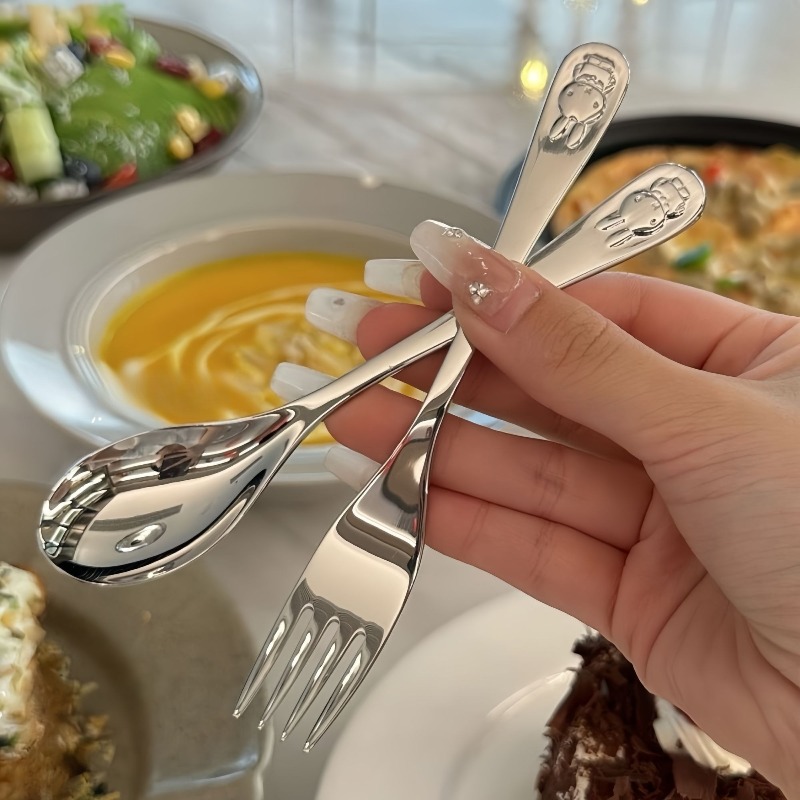 Baby Food Eating - 漫画かわいい 304 ステンレス鋼子供スプーンベビードリンクスープ補助食品食べる厚みのあるフォークスーツ使いやすい新しいミッフィー