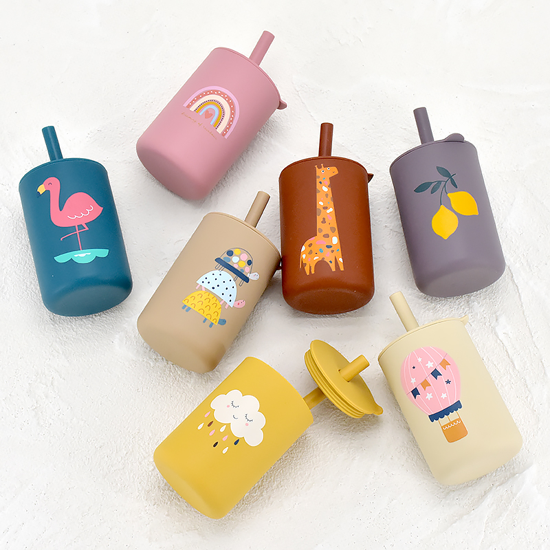Baby Food Hipp - 赤ちゃん用シリコンカップ,ボトル,持ち運びが簡単,授乳用容器,レインボープリント,子供用,漏れ防止,飲み物用,bpaなし