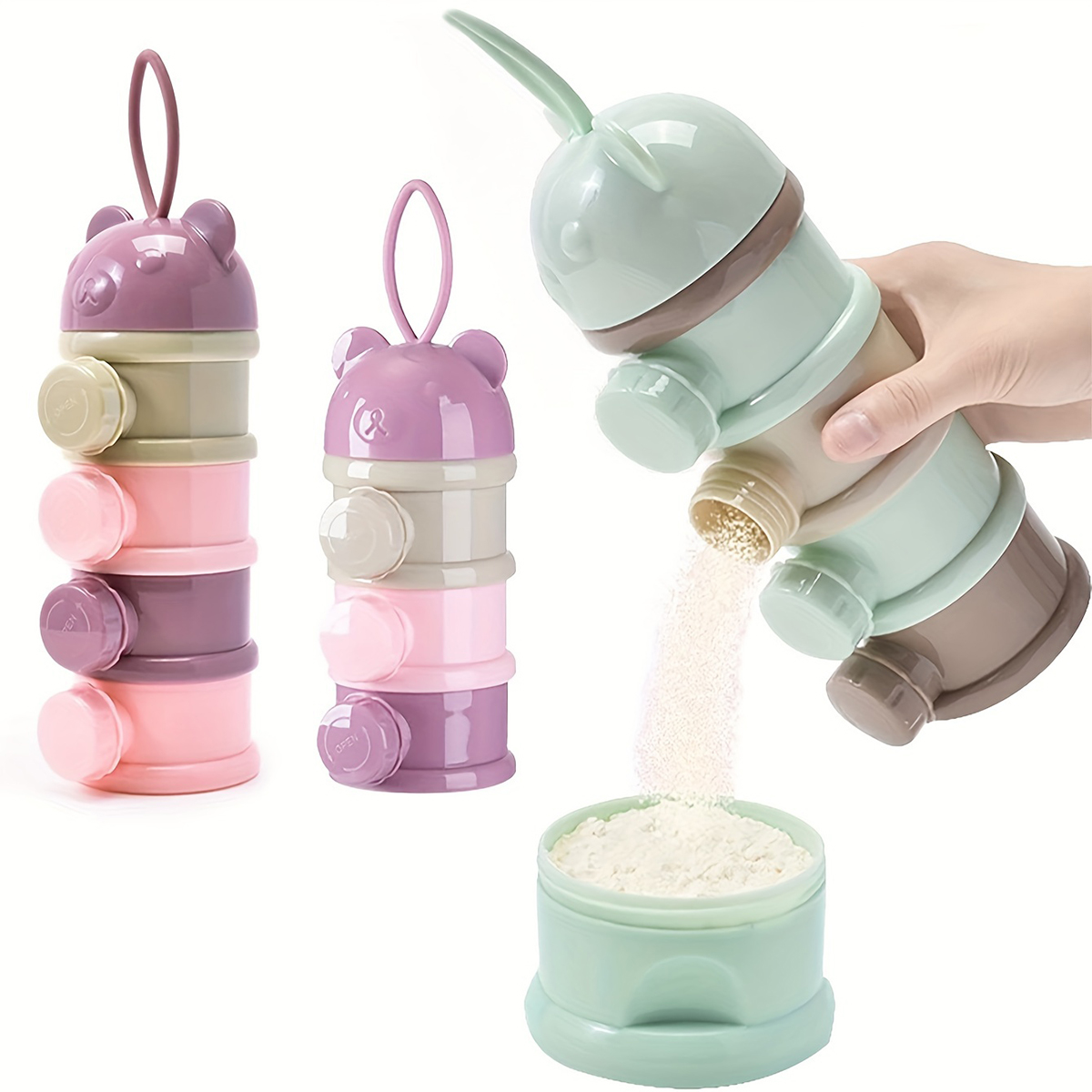 Baby Food Equipment - ストラップ付き大容量ベビーミルクパウダーコンテナ、ベビーフォーミュラディスペンサー、積み重ね可能な食品保存ボックス、ポータブルスナックボックス