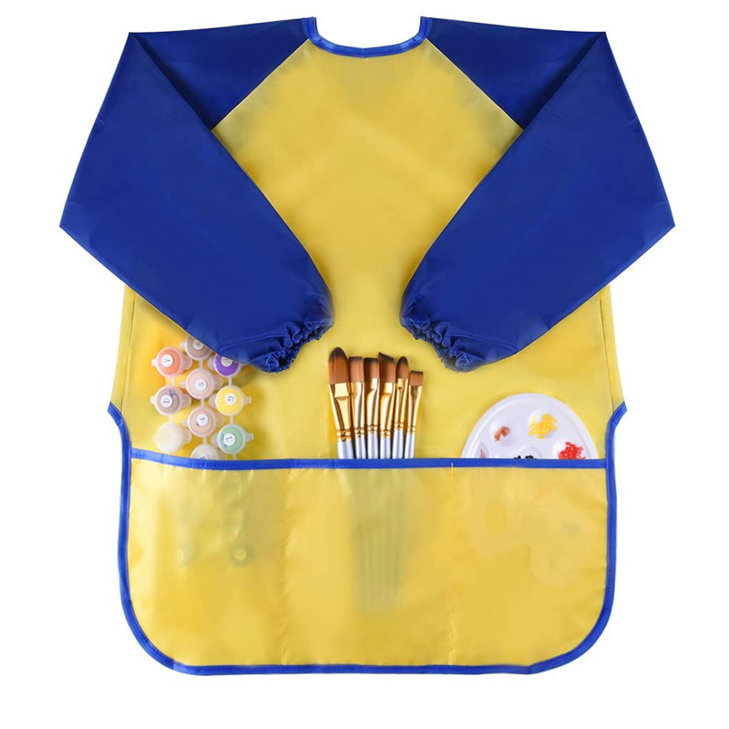 Baby Food Apron - 赤ちゃん男の子女の子授乳よだれかけ長袖エプロン防水子供のための学校絵画描画子供アートスクラフトスモックげっぷ布