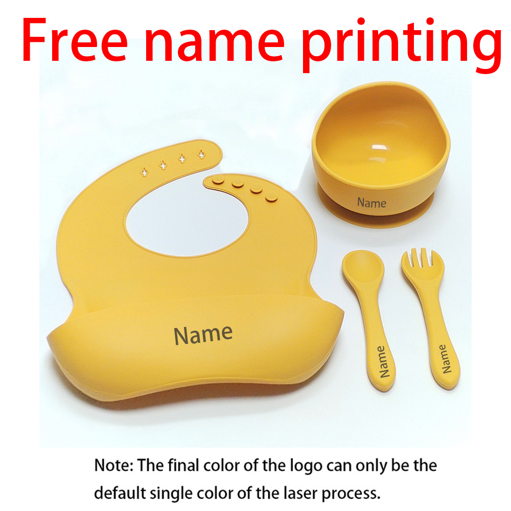 Baby Food Hipp - 無料名前印刷 子供用食事ボウル フォーク スプーン よだれかけ シリコーン素材