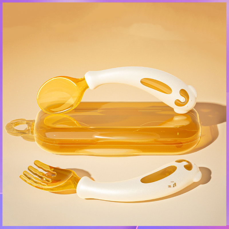 Baby Food Eating - ベビースプーンフォーク/食べることを学ぶトレーニング/1歳以上の子供向けの柔軟なスプーンベビーフードカトラリー