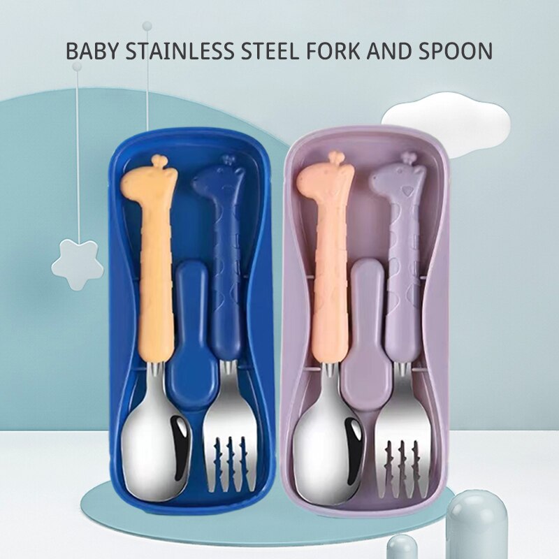 Baby Food Knife Set - 2ピース子供用食器セット | 304食品グレードステンレス鋼ナイフ＆フォーク | 赤ちゃんの自立食トレーニング用食器