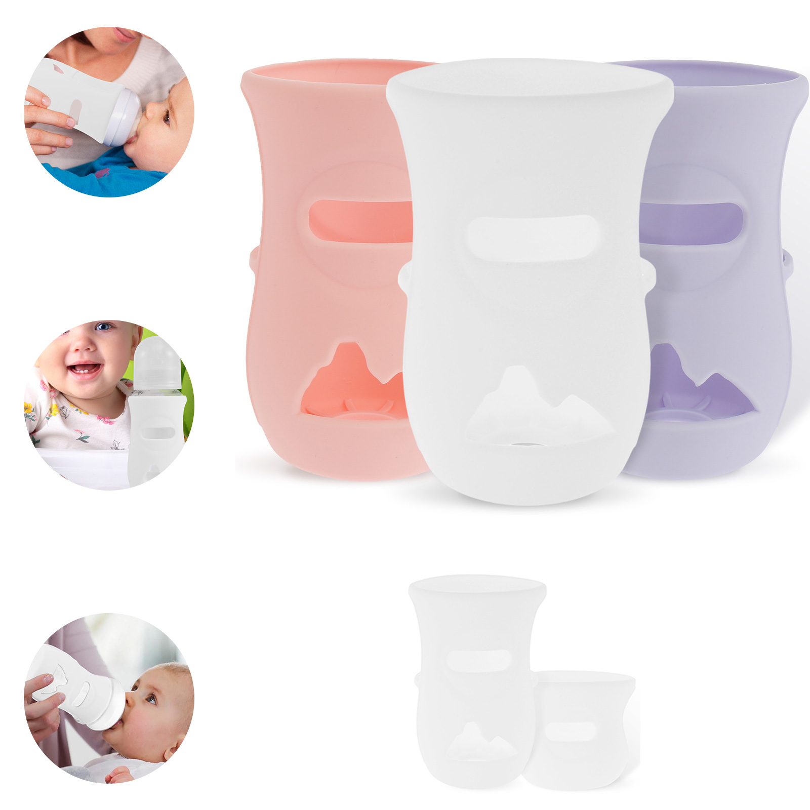 Baby Food Natural - シリコンスリーブ シリコン哺乳瓶カバー 断熱ガラスボトル AVENT ガラスナチュラル哺乳瓶 4/8オンスと互換性あり