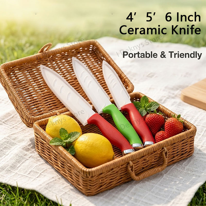 Baby Food Knife Set - キッチンセラミックナイフセット 4インチ、5インチ、6インチ カバー付き 防錆 ベビーフード、フルーツ、肉切り用キッチンナイフ