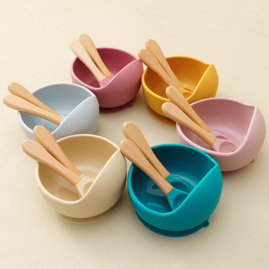 Baby Food Equipment - Mamaplan 3 個ベビーシリコーン給餌セット幼児吸引ボウル給餌トレーニングスプーンフォークベビー食器プレートベビーアクセサリー