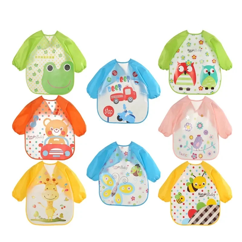 Baby Food Apron - 防水 EVA フルスリーブベビービブ子供エプロン長袖給餌スモック子供食べる胸当て幼児スカーフ服