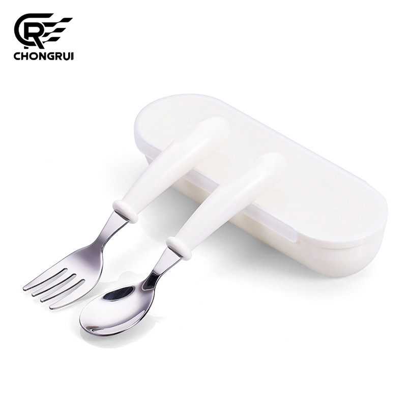 Baby Food Knife Set - キッズスプーンフォークセット食品グレード304ステンレス鋼ベビートレーニング食器収納ボックス付きポータブル授乳用具幼児用