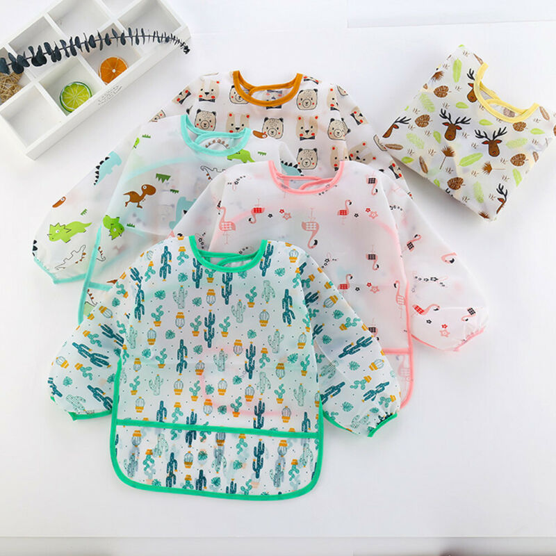 Baby Food Apron - ベビーよだれかけ新しいかわいい子供ベビー用品幼児防水長袖アートスモック授乳よだれかけエプロン子供のための 0-6 歳