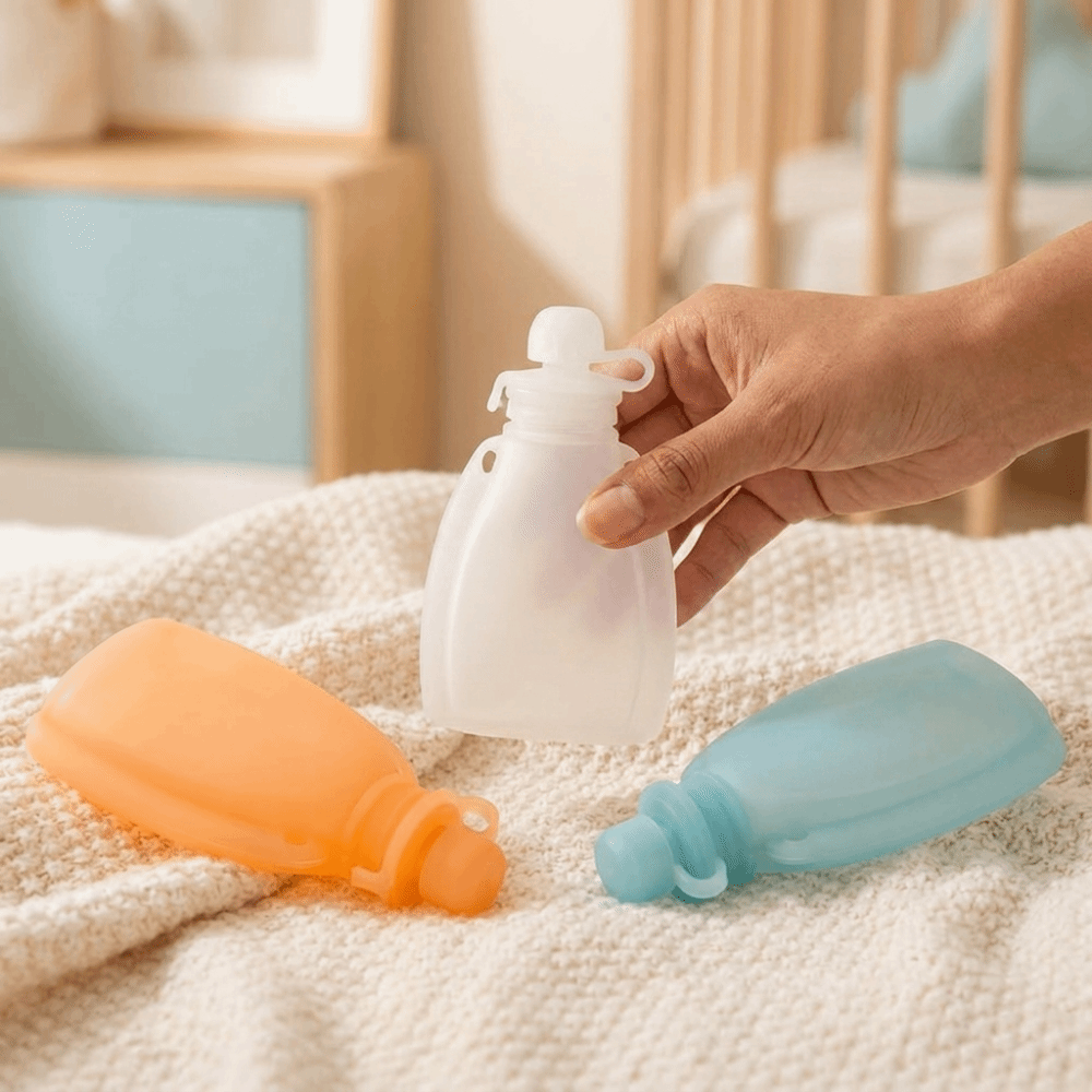 Easy Baby Food - BPAフリー ベビーフードパウチ 120ml 大容量 食品グレードシリコン製 絞り出し式フィーダー