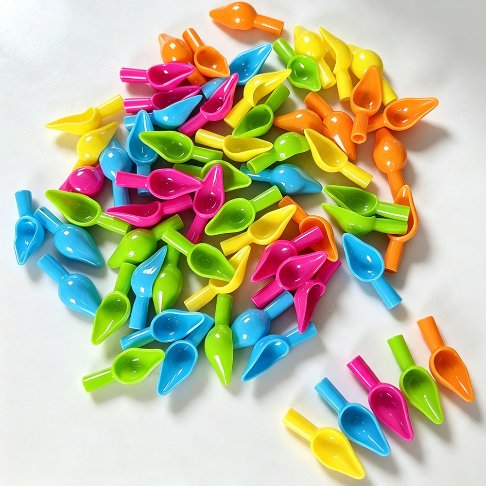 Baby Food Flavors - ミニカラフルプラスチック製給餌スプーン、注射器で使用可能、幼鳥用の手給餌スプーン、若いオカメインコ、セキセイインコ、ラブバードへの液体食品や薬の投与用給餌ツール、幼鳥用給餌用品