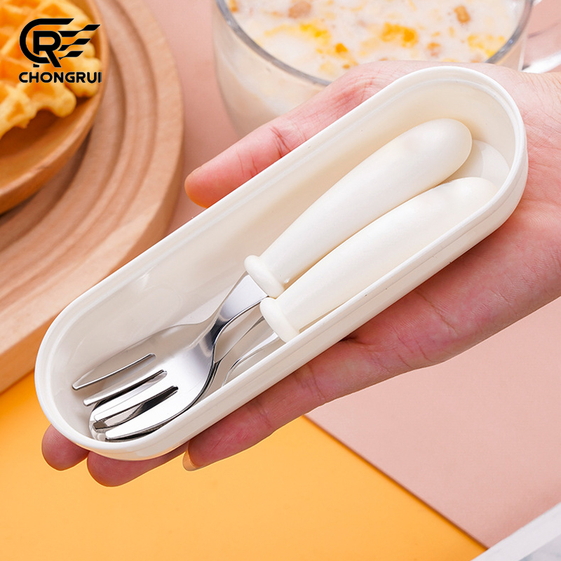 Baby Food Knife Set - 幼児トレーニング給餌スプーンフォーク 304 ステンレス鋼漫画子供食器ポータブル離乳食サプリメント食器給餌用