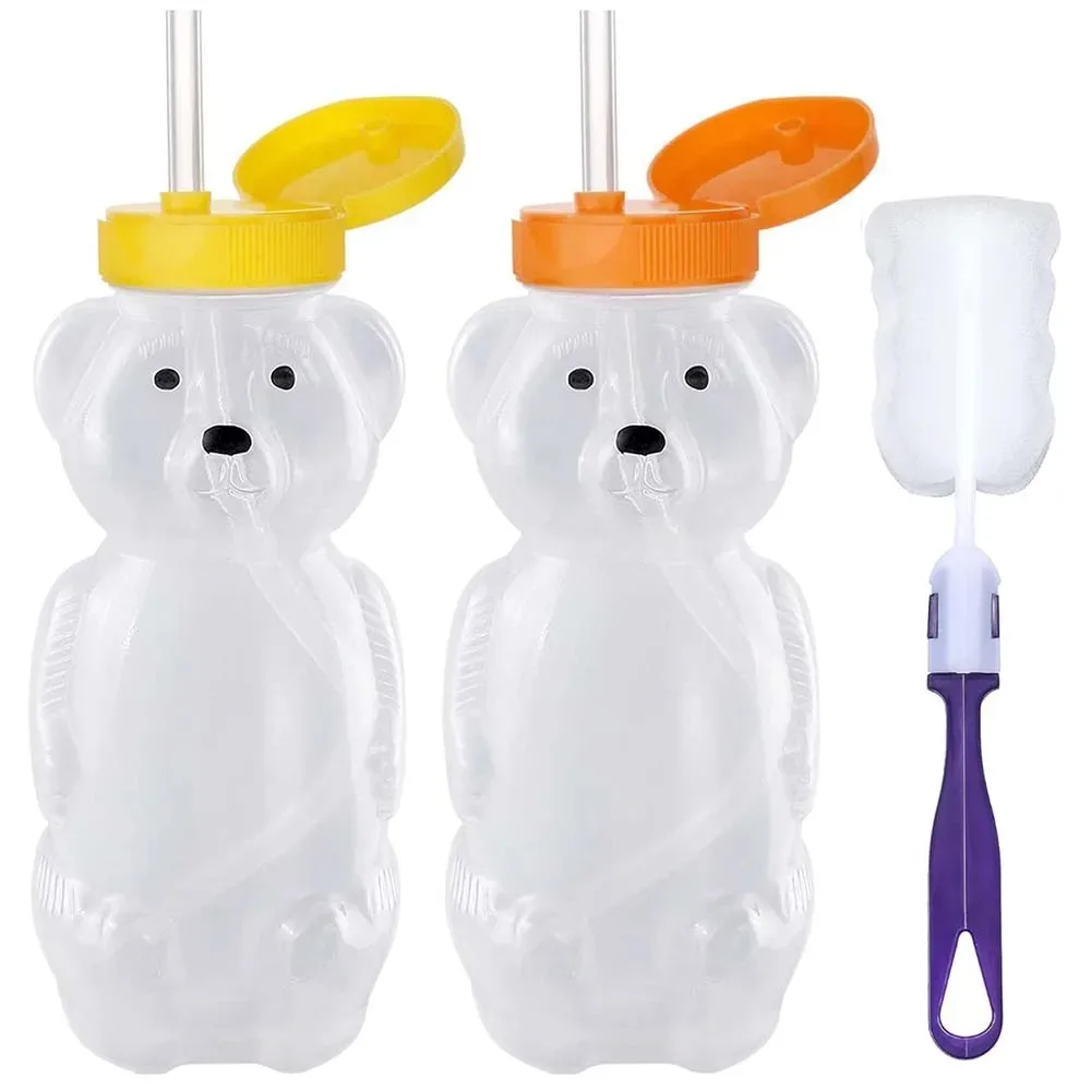 Baby Food Hipp - 赤ちゃん用ハニーベアストローカップ、フレキシブルストロー、シッピーボトル、食品グレード、BPAフリー、8オンス