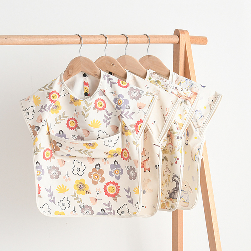 Baby Food Apron - 新生児よだれかけブラウス防水ノースリーブリバースドレッシング幼児食事服エプロンよだれかけ保護服