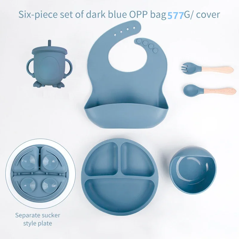 Baby Food Equipment - 子供用シリコンミールセット、ベビートレーニングカトラリー、6個