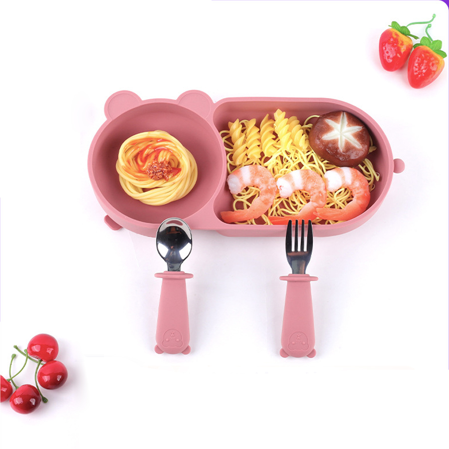 ベビーシリコーン吸盤ボウルかわいいクマのデザインマカロンカラ - Baby Food Flavors のレビューと価格