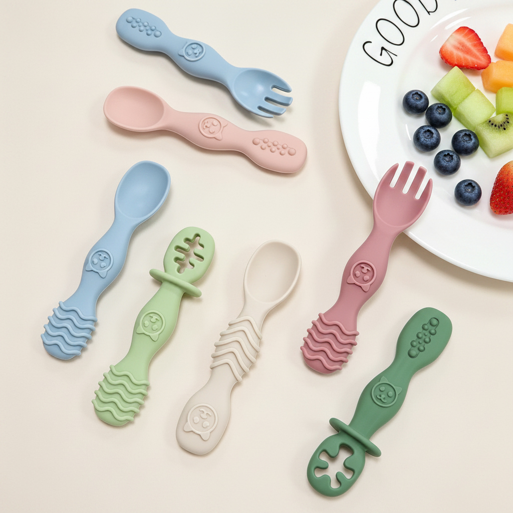 4個入りシリコンスプーンセット、ウサギ柄中空デザイン、ピュー - Baby Food Newborn のレビューと価格