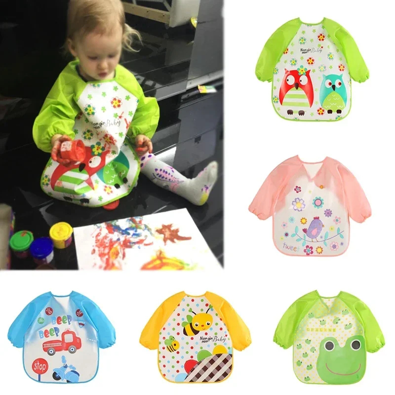 防水食事用スモック幼児用ベビー漫画柄長袖アートエプロン男の子 - Baby Food Apron のレビューと価格
