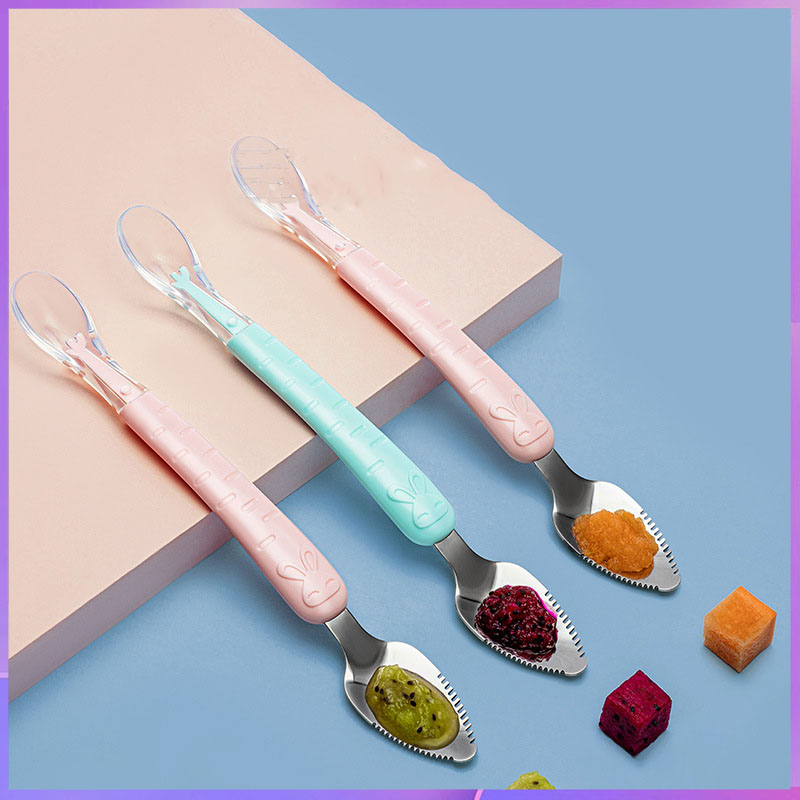 リンゴのピューレを食べるための双頭スクレーパースプーン、フル - Baby Food Eating のレビューと価格