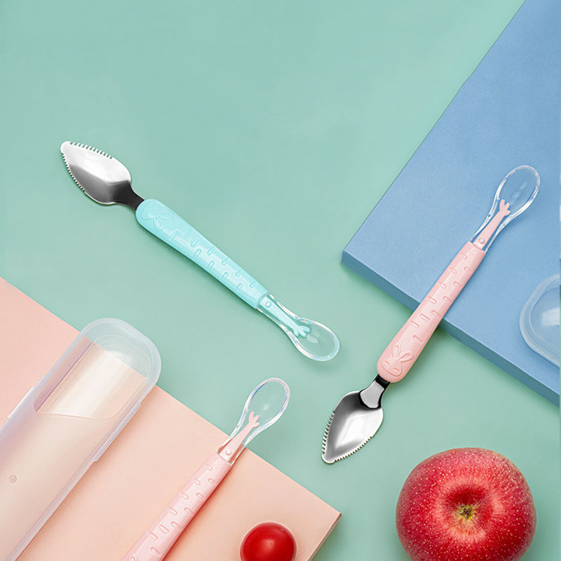 リンゴのピューレを食べるための双頭スクレーパースプーン、フル - Baby Food Eating のレビューと価格