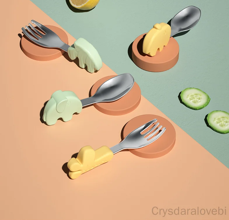 1 セット象ショートフォークスプーンセットベビートレーニング - Baby Food Eating のレビューと価格