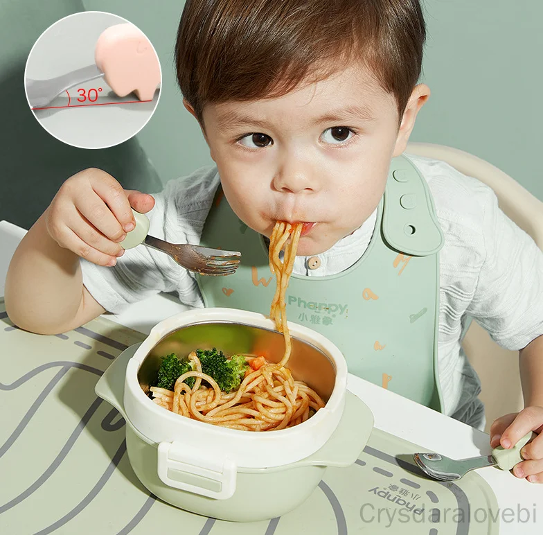 1 セット象ショートフォークスプーンセットベビートレーニング - Baby Food Eating のレビューと価格