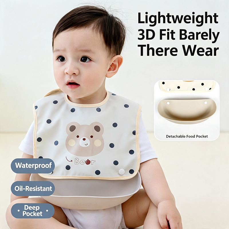 ベビー用取り外し可能な防水フードキャッチャービブ、取り外し可 - Baby Food Apron のレビューと価格