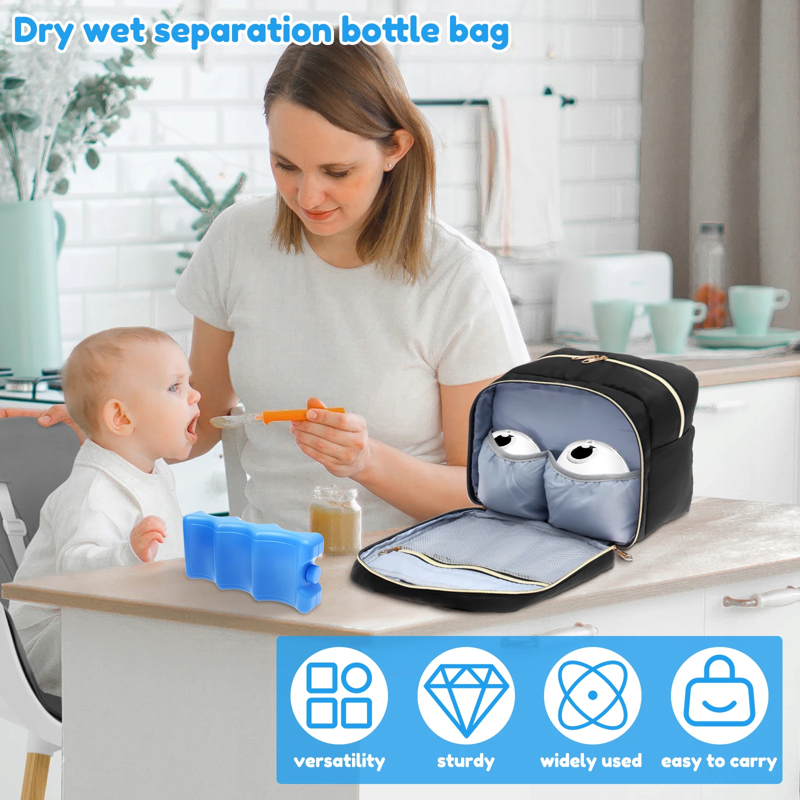 搾乳器収納バッグ、保冷剤と防水マット付き、ポータブル母乳クー - Baby Food Equipment のレビューと価格