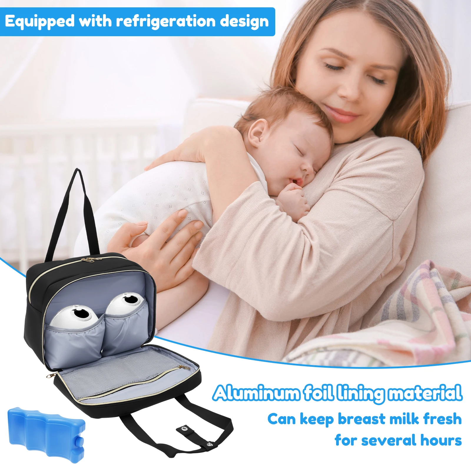 搾乳器収納バッグ、保冷剤と防水マット付き、ポータブル母乳クー - Baby Food Equipment のレビューと価格