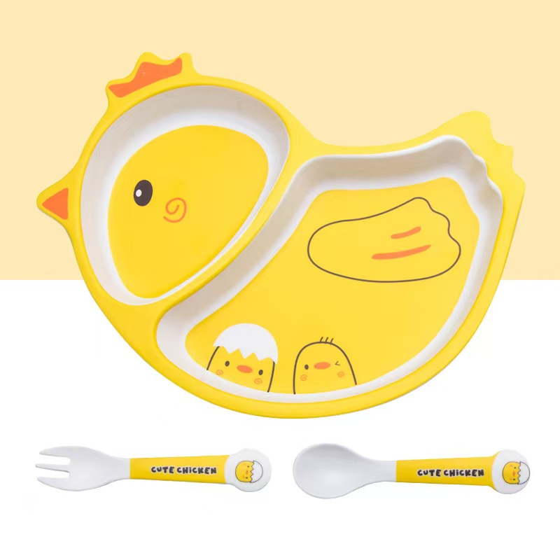 かわいい漫画の鶏の竹繊維食器セット - 家庭用プレート、ボウ - Baby Food Hipp のレビューと価格