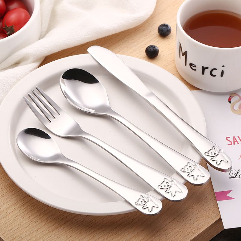 4 ピース/セットベビーティースプーンスプーン食品給餌フォー - Baby Food Knife Set のレビューと価格