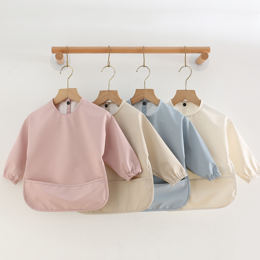 ソリッドカラーのベビー授乳よだれかけ長袖幼児男の子女の子よだ - Baby Food Apron のレビューと価格