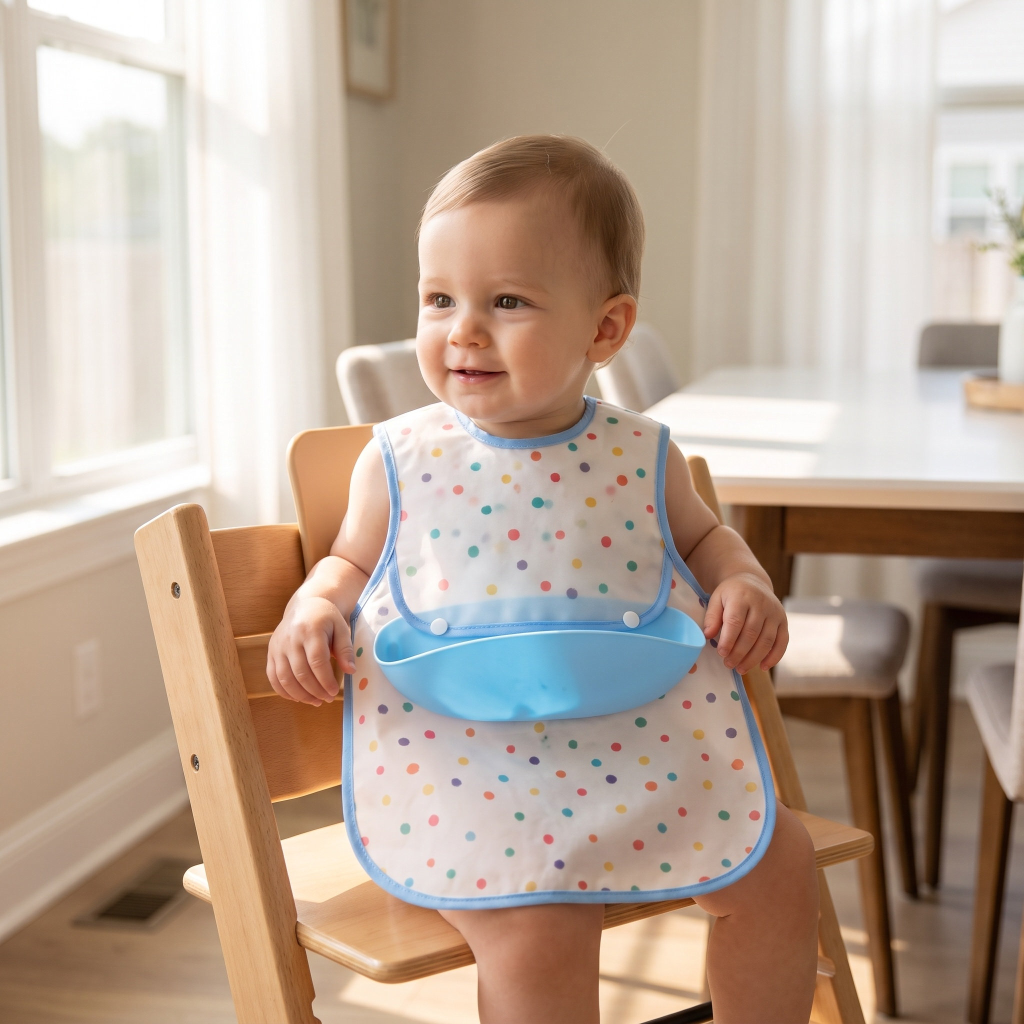 幼児用ポケット付き防水よだれかけ、就学前のお弁当用、取り外し - Baby Food Apron のレビューと価格