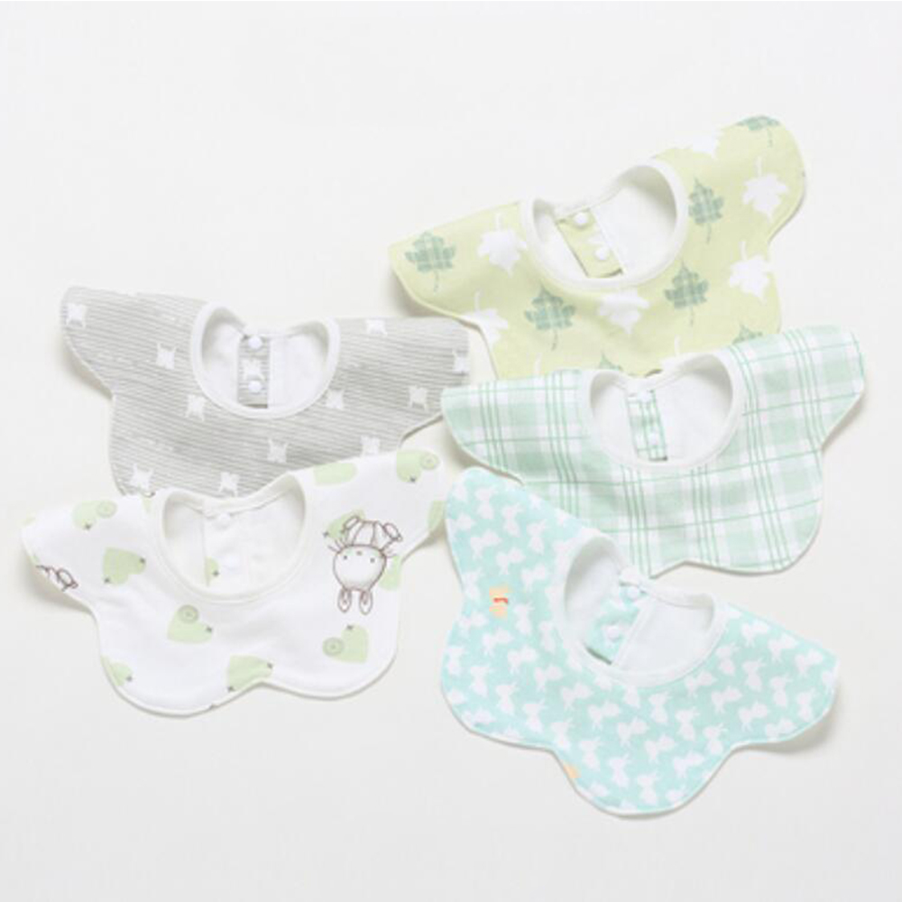 5 ピース/ロットベビービブ防水ラウンド 360 度回転唾液 - Baby Food Apron のレビューと価格