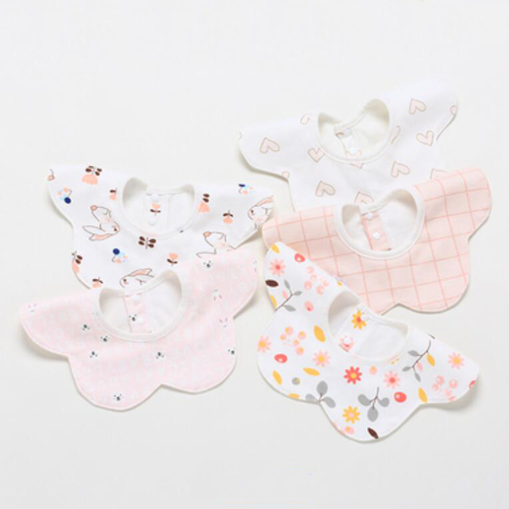 5 ピース/ロットベビービブ防水ラウンド 360 度回転唾液 - Baby Food Apron のレビューと価格