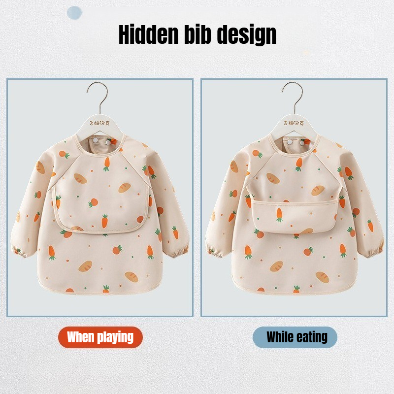 1PC 子供給餌よだれかけ防水長袖エプロンライスポケット給餌 - Baby Food Apron のレビューと価格