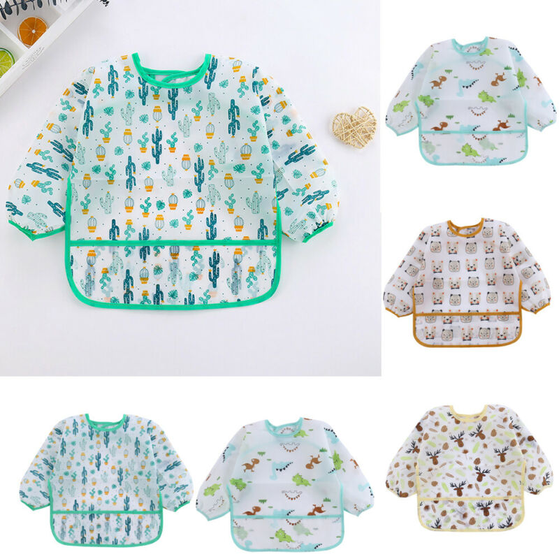 ベビーよだれかけ新しいかわいい子供ベビー用品幼児防水長袖アー - Baby Food Apron のレビューと価格