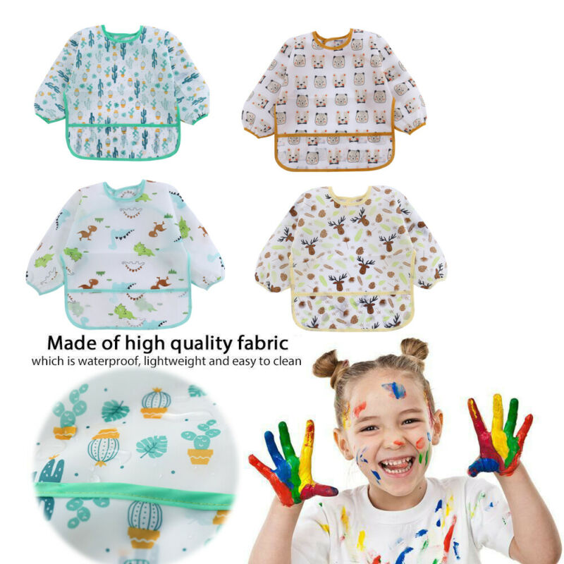 ベビーよだれかけ新しいかわいい子供ベビー用品幼児防水長袖アー - Baby Food Apron のレビューと価格