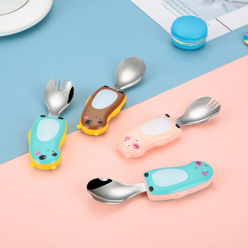 304 子供のポータブル食器セット漫画ベビーフォークスプーン - Baby Food Knife Set のレビューと価格