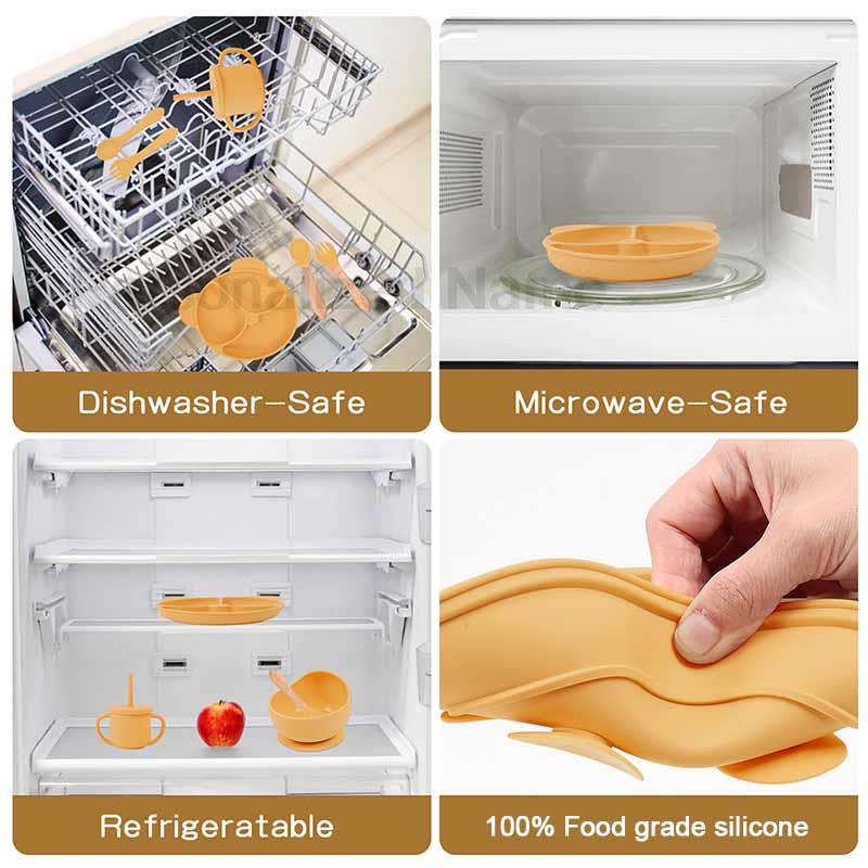 給餌セットシリコーンベビー吸盤ボウル皿プレート子供のためのク - Baby Food Equipment のレビューと価格